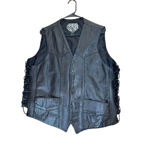 VINTAGE DIAMOND LEATHER‎ BIKERS VEST SIZE XXL